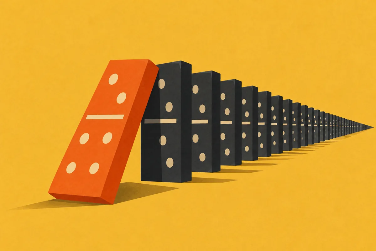 One domino starting a chain reaction