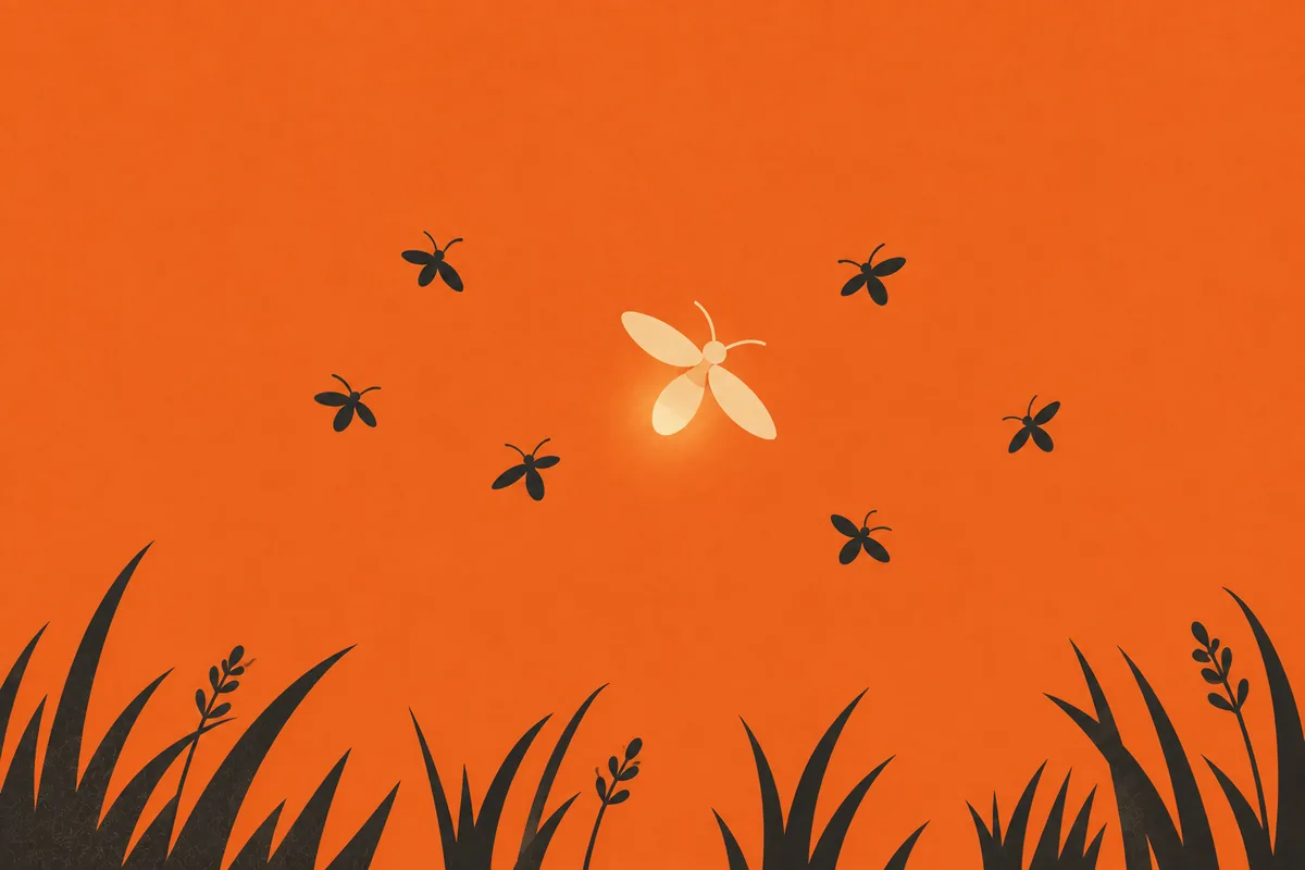 One firefly lighting up among many