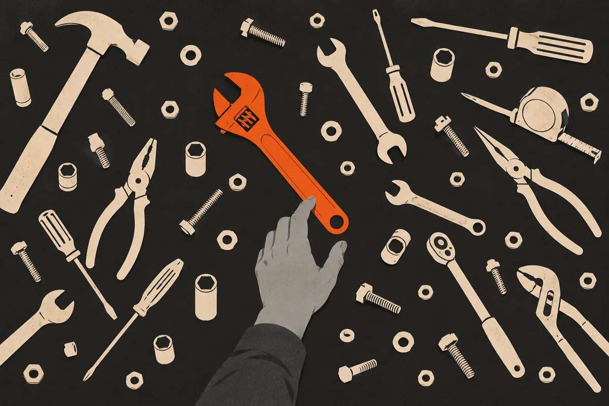 The right tool picked out from a toolbox